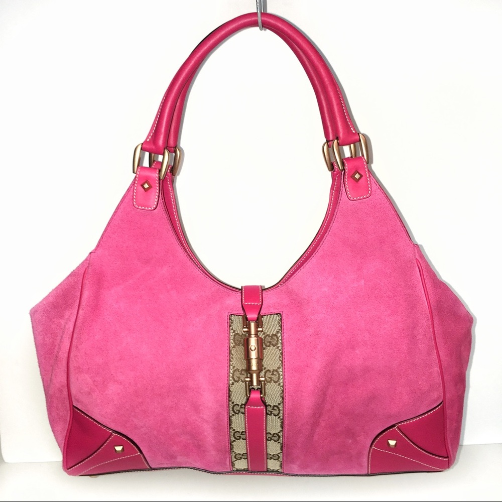 Gucci Nailhead Bardot Handbag, Large, Magenta